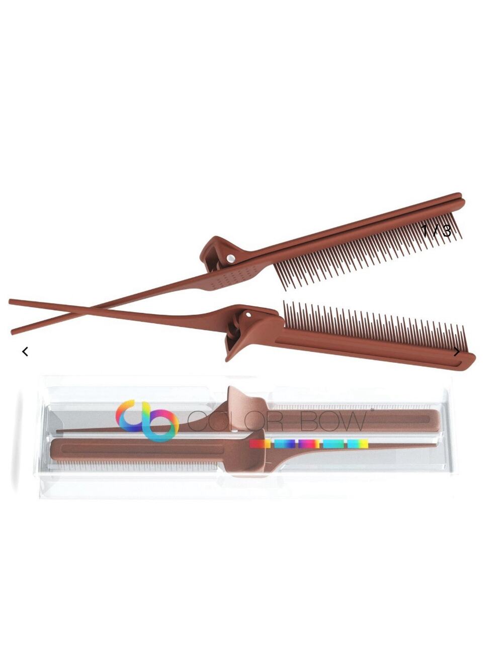 ColorBow Rat Tail Clip Comb - Brown - 2 Pack NEW